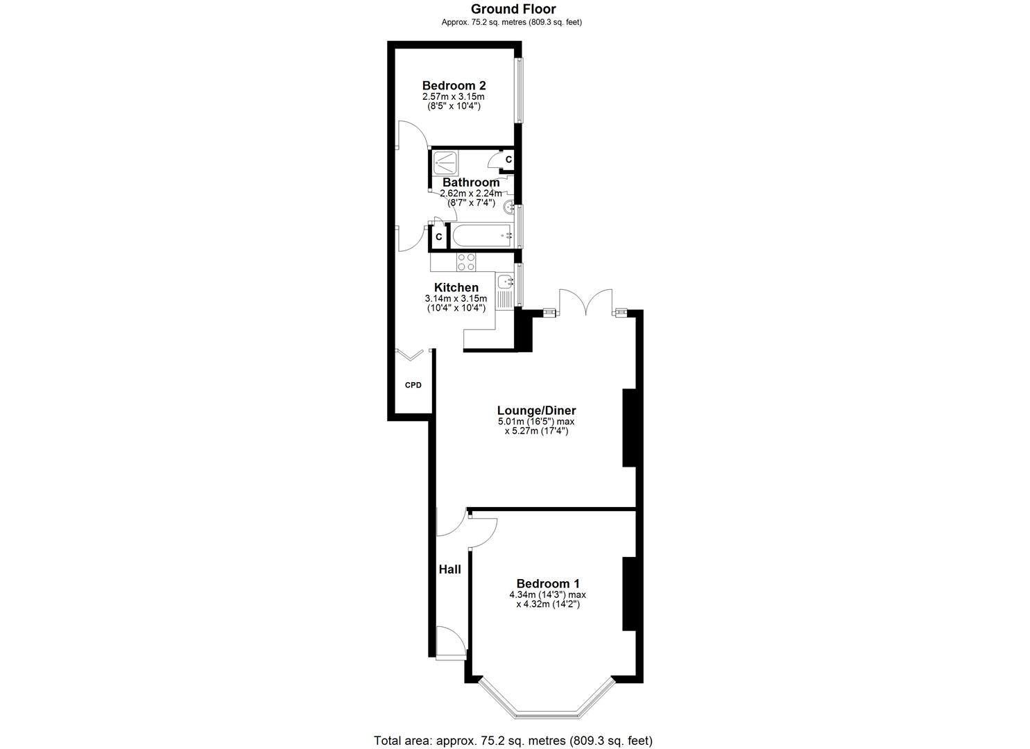 Floorplan.Marine Avenue, Whitley Bay